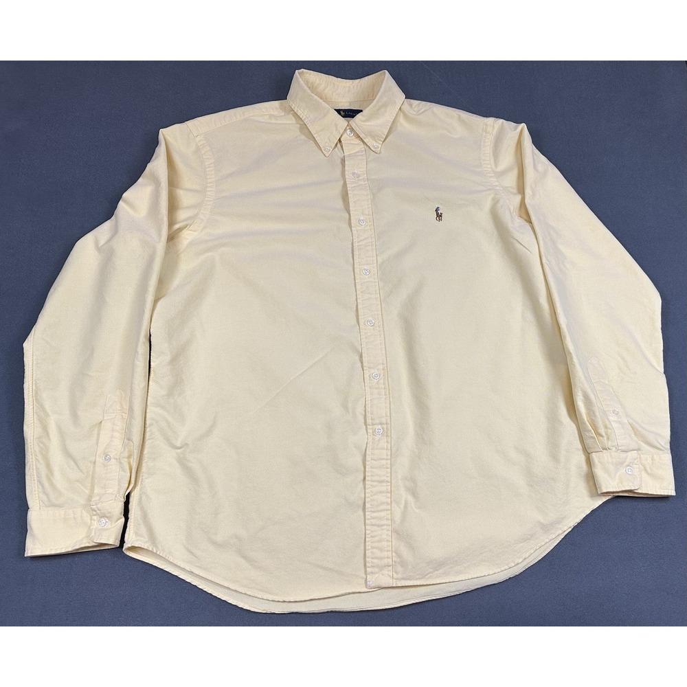 Ralph Lauren Shirt Mens Size 2XL Long Sleeve 100% Cotton Button Down Flesh Pony